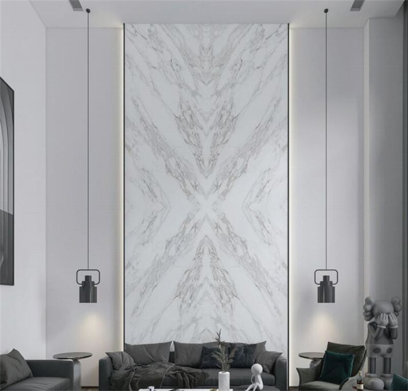 calacatta marble porcelain slab wall install