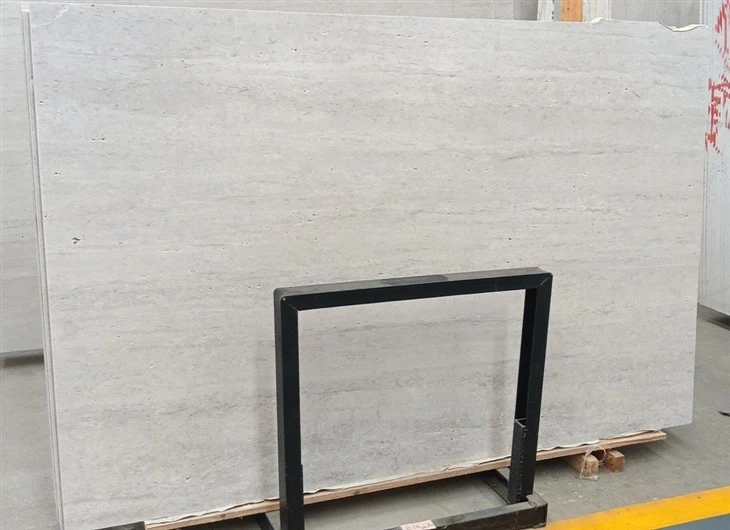 White and Gray Travertine slab