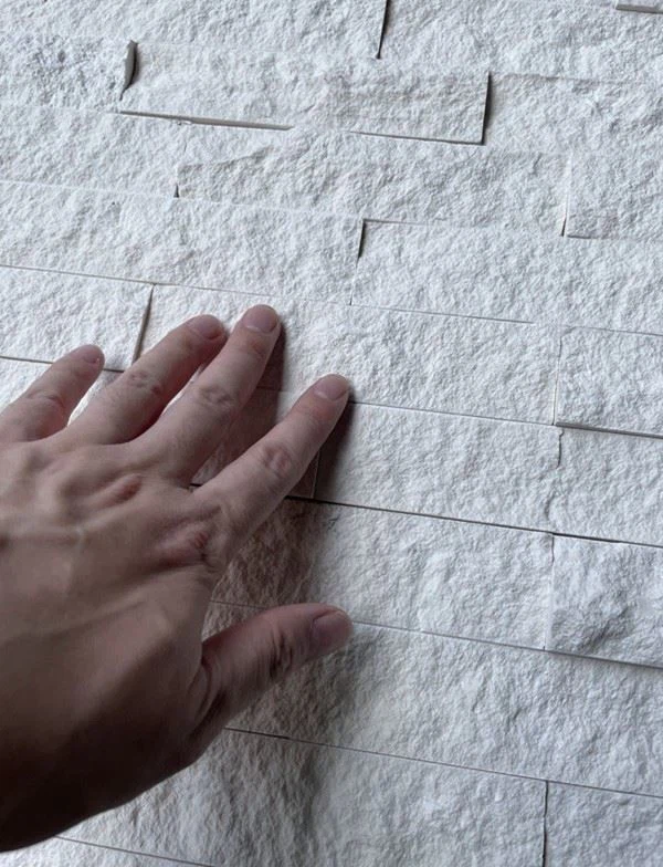 White Limestone Stacked Wall Stone pattern